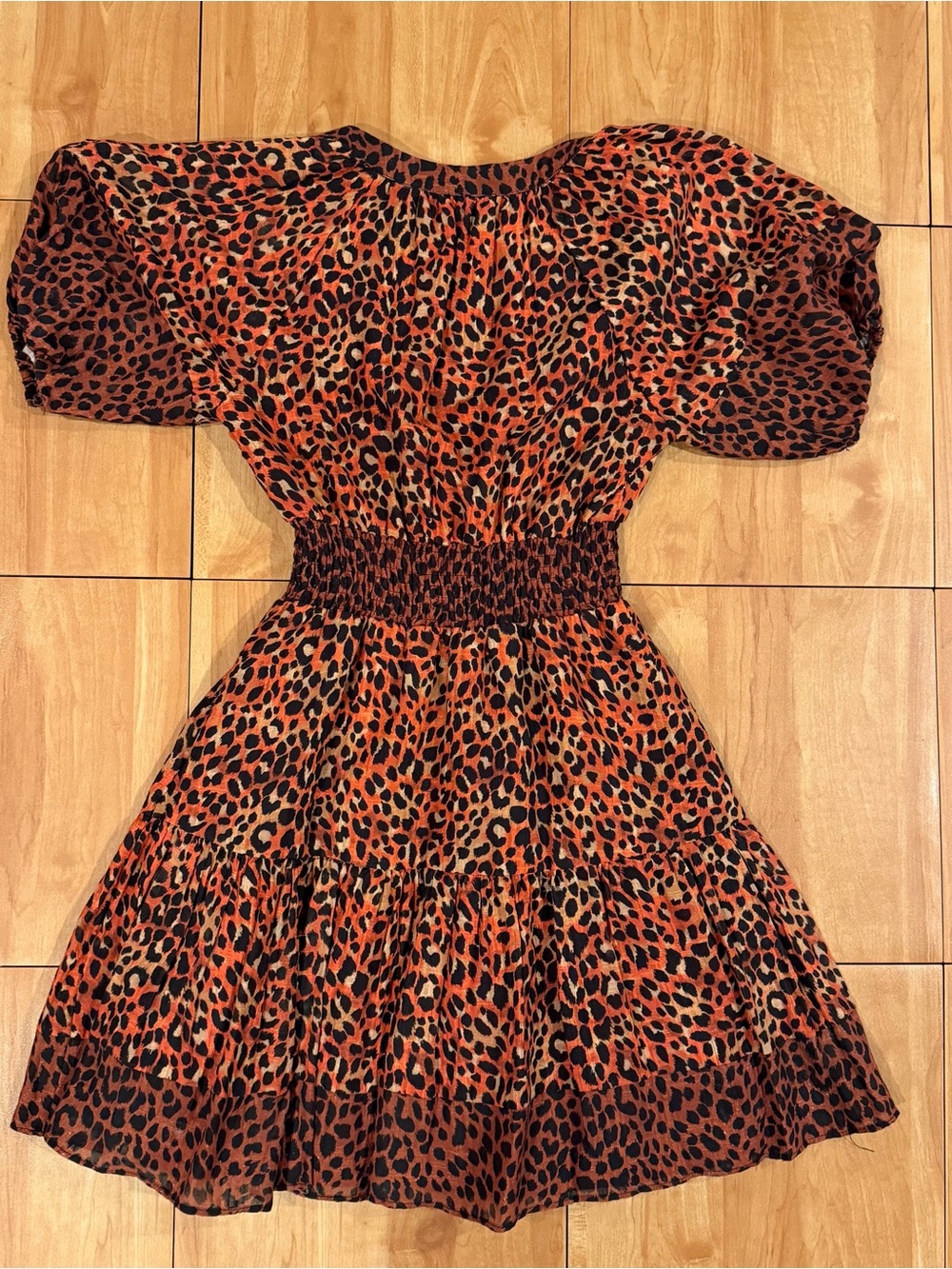 Betsey Johnson Leopard Print Puff Sleeve Mini Dress XS - Picture 3 of 4